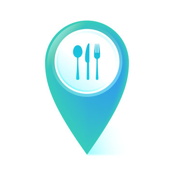 Map Pointer blau - Besteck - Restaurant
