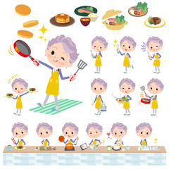 blue one piece old women_cooking