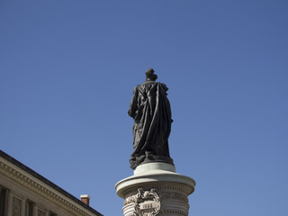 Fototapeta na wymiar Maria Cristina de Borbón Statue created by Mariano Benlliure y Gil. Pedro IV street, Madrid, Spain