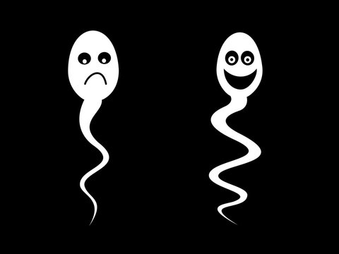 Happy and sad sperm because of low and high quality. Ability and inability to reproduce and fertilize because of sterility and infertility. Male fecundity and fertility