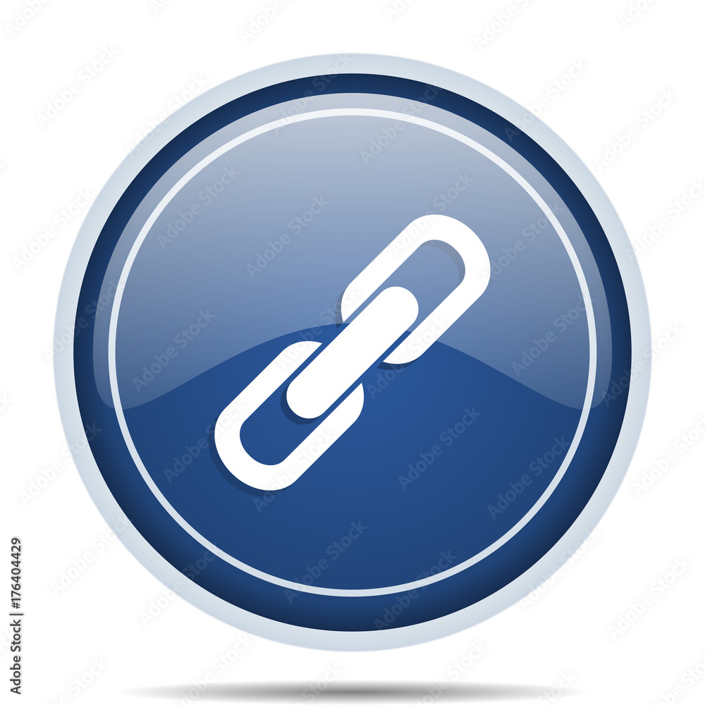 Fototapete Link blue round web icon. Circle isolated internet button for webdesign and smartphone applications.