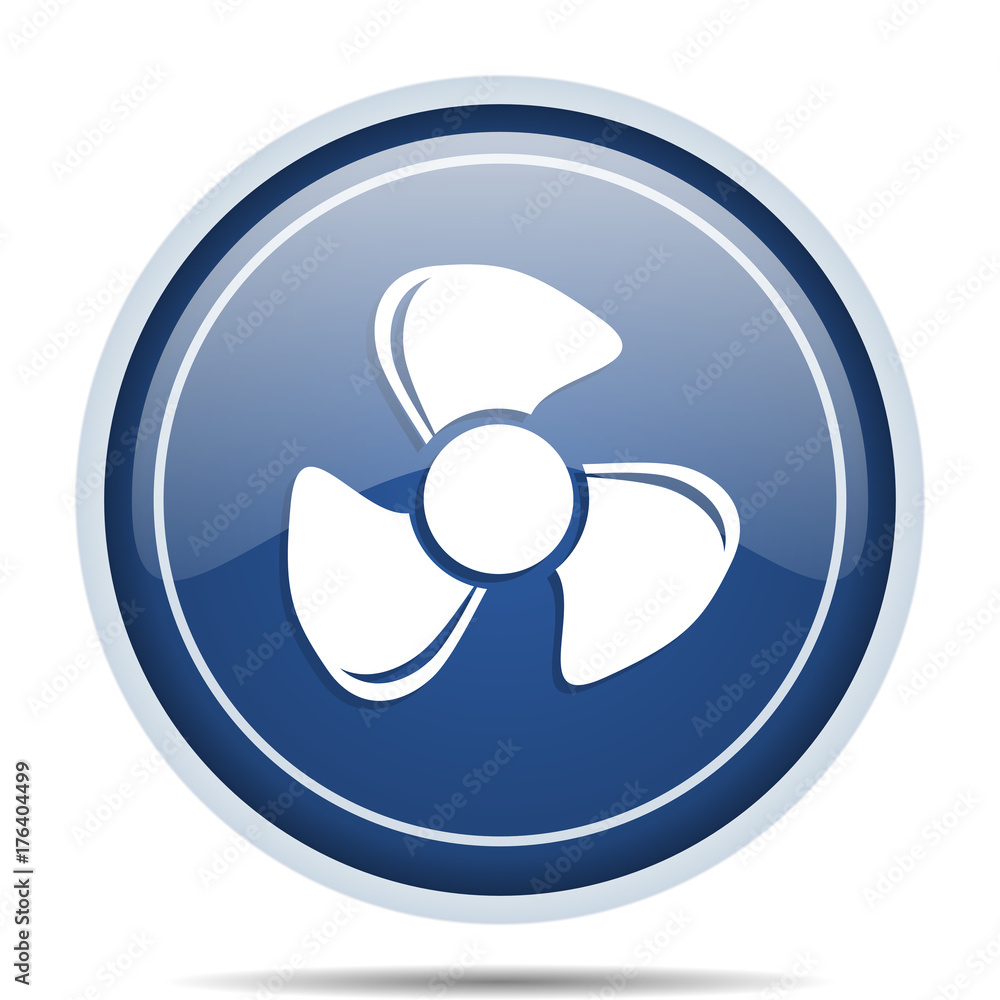 Aufkleber Fan blue round web icon. Circle isolated internet button for webdesign and smartphone applications.