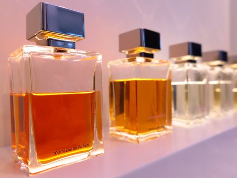 perfume bottles in a row