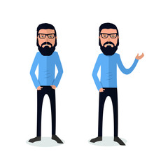 funny and cool cartoon guy in casual clothes, gesturing. Vector illustration