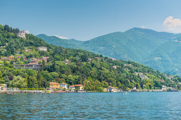 Fototapeta na wymiar Typical Como Lake landscape on the mountain, Italy