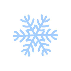 Snowflake icon. Blue silhouette snow flake sign, isolated on white background. Cartoon design. Symbol of winter, frozen, Christmas, New Year holiday. Graphic element decoration. Vector illustration