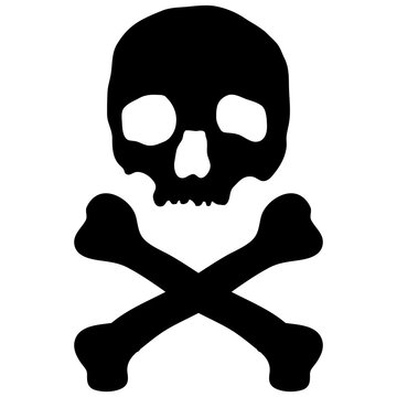 Cross bones and scull. Logo, icon, sign, emblem, symbol of death. Vector design for label