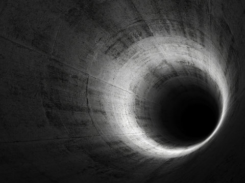 Round concrete tunnel interior 3d render