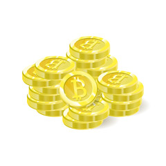 Bitcoins, a stack of isolation coins. Digital future Crypto currency, mining, electronic payments. Vector illustration