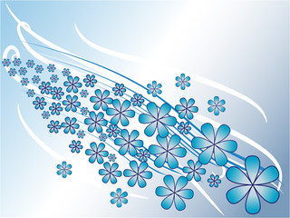 Abstract blue spring background with flowers