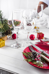 Table served for Christmas dinner