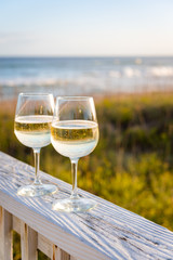 2 Glasses of wine at the beach