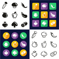 Vegetable Icons Thin Line Vector Illustration Set