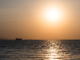 Fototapeta na wymiar sunset by the sea, izmir turkey
