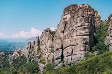 Meteora monasteries built on limestone rocks, Greece