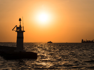 Fototapeta premium sunset by the sea, izmir turkey