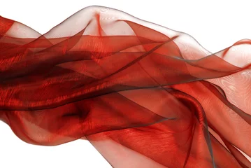 Photo sur Plexiglas Poussière closeup of the wavy red organza fabric