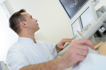 doctor with ultrasound scan