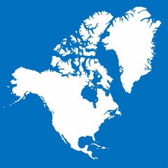 White North America map on blue background, Vector Illustration
