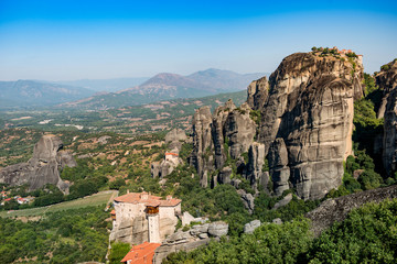 Fototapeta na wymiar Meteora monasteries, Greece. The Monastery of Rousanou or St. Barbara