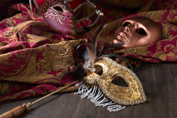 Old carnival masks .
