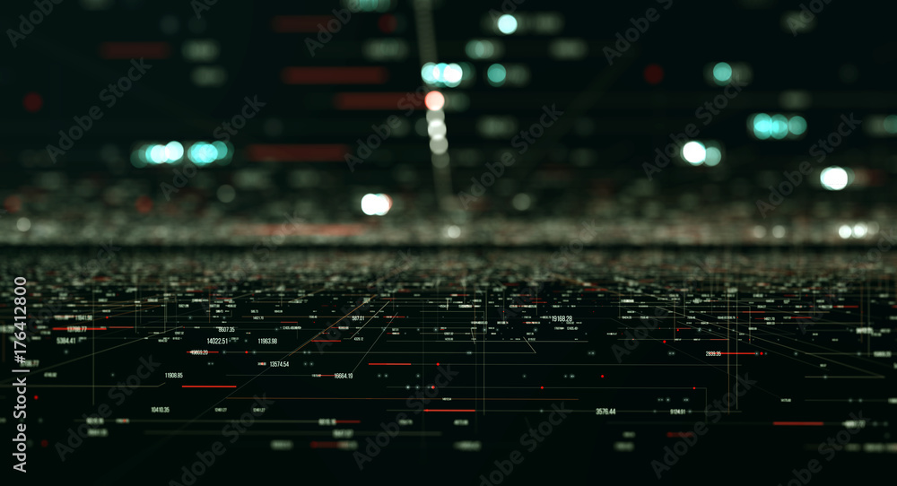 Leinwandbilder Transfer and storage of data sets/Economic indicators of world markets. Data transmission channel. Motion of digital data flow. Transferring of big data