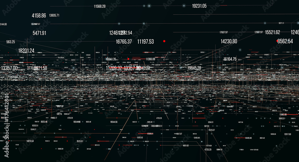 Poster Transfer and storage of data sets/Economic indicators of world markets. Data transmission channel. Motion of digital data flow. Transferring of big data