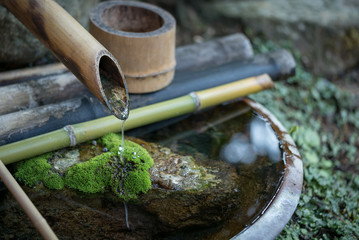 日本の庭のししおどし