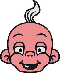 Fototapeta premium kopf gesicht lachen glücklich sitzend klein süß niedlich windel kind baby comic cartoon