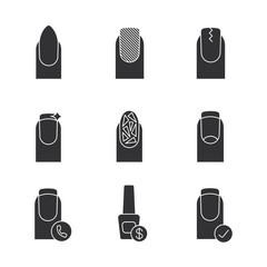 Manicure glyph icons set