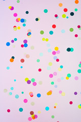 Colorful party confetti with copy space