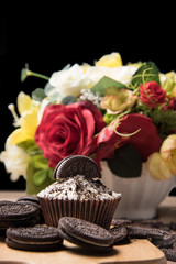 Chocolate cookie and cupcake