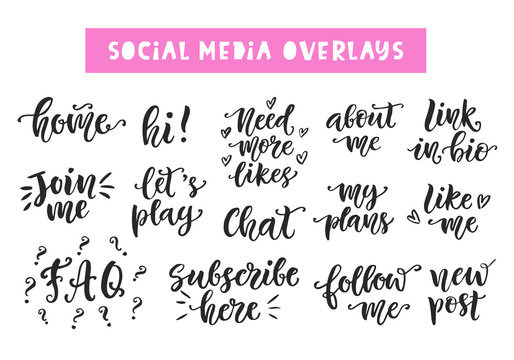 Social Media hand written trendy lettering collection