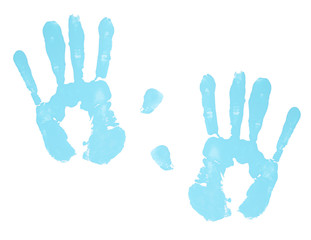 Blue Paint Hand Prints