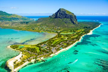 Deurstickers Le Morne, Mauritius Luchtfoto van het eiland Mauritius
