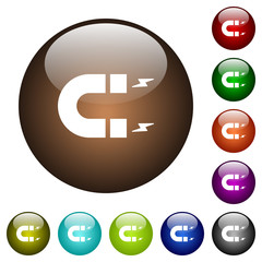 Horseshoe magnet color glass buttons