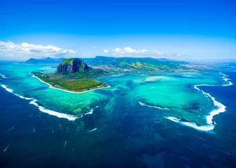 Peel and stick wall murals Aerial photo Aerial view of Mauritius island
