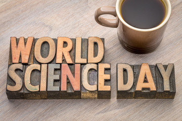 World Science Day - word abstract in wood type