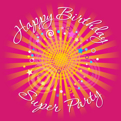 Happy Birthday Card. Decorative card with letters and stars.