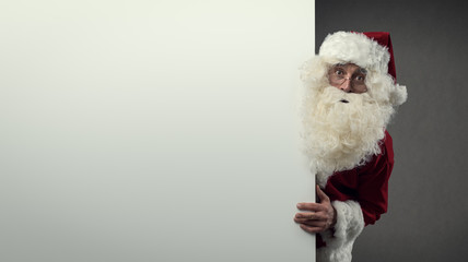 Santa Claus and blank sign