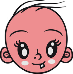 kopf gesicht glücklich sitzend klein süß niedlich windel kind baby comic cartoon