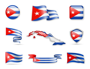 Cuba Flags Collection. Vector illustration on a white background.