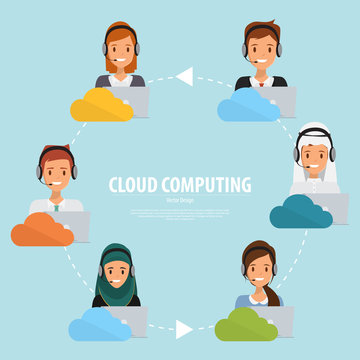 Business people of cloud technology. communication infographic background.