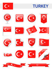 Turkey Flag Vector Set