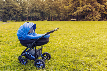 A stroller strolls in the park 