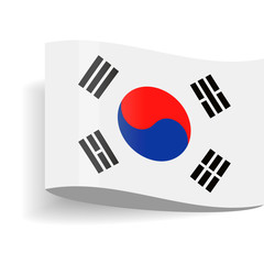 South Korea Flag Vector Label Tag Icon