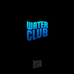 Water club logo. Blue letters as the waves. Swimming pool emblem. Diving club. Water spa.