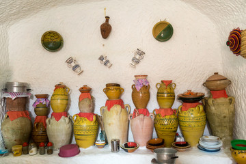 Amphores for storage in a berber cave house