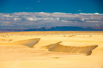 Erg with dunes, mountains in the background