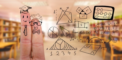 Composite image of graphic anthropomorphic smiley faces of male
